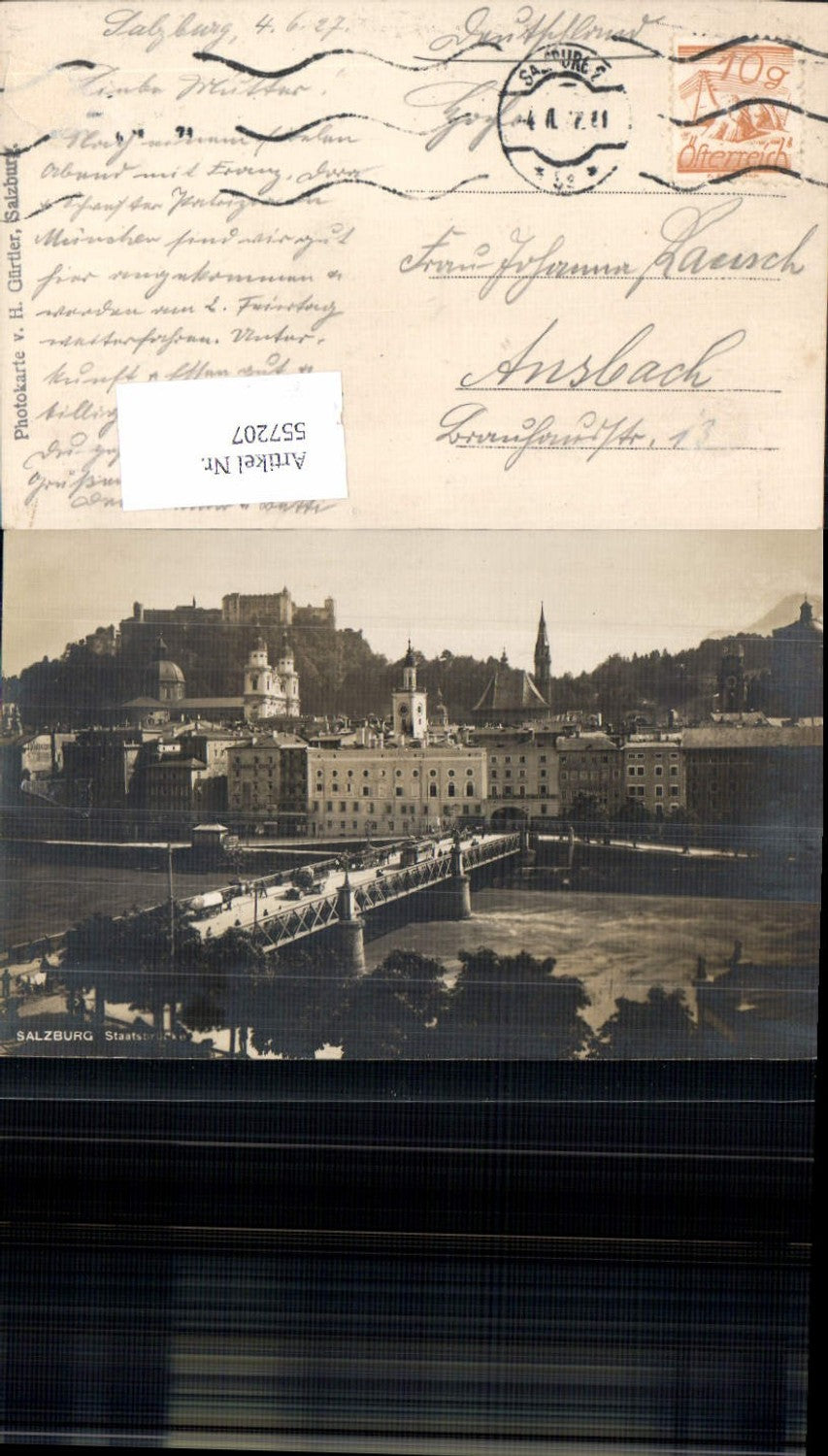 557207, Photo postcard H. Gürtler Salzburg City State Bridge Bridge Photocard