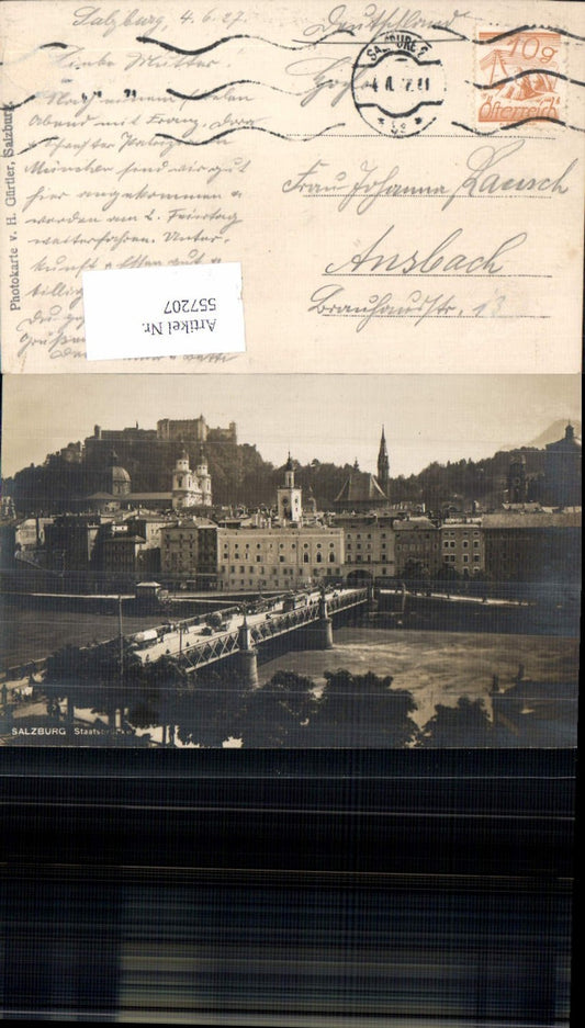 557207, Photo postcard H. Gürtler Salzburg City State Bridge Bridge Photocard