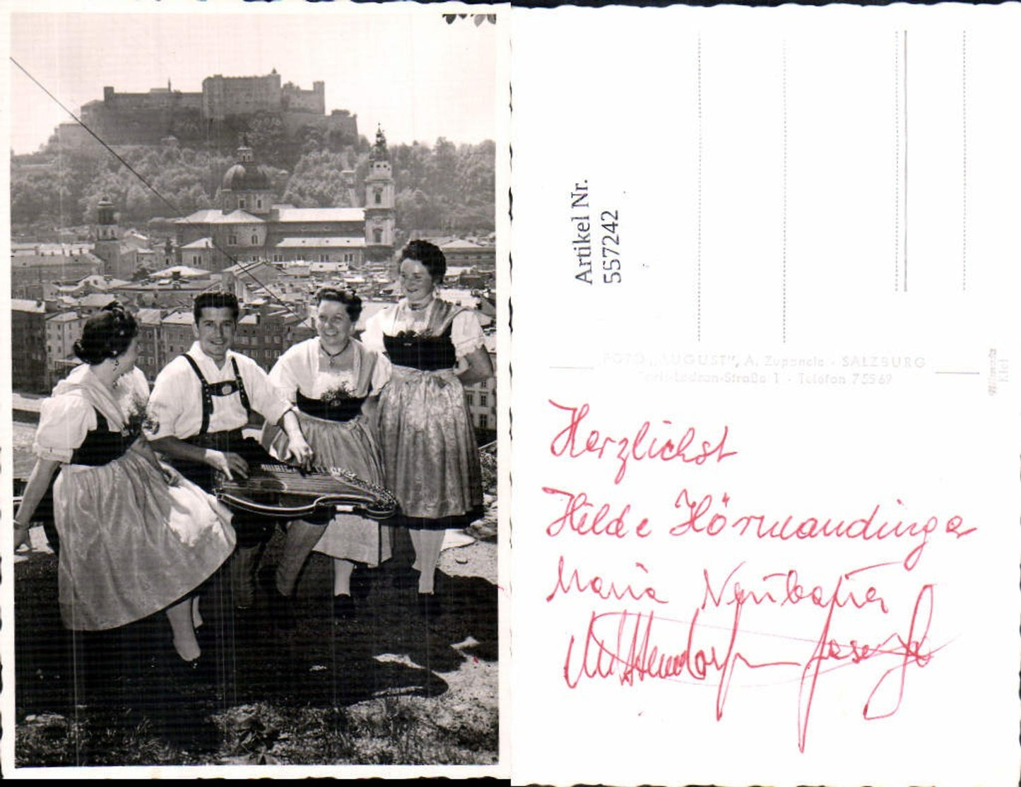 557242, Photo-AK Salzburg City Zither Traditional Costumes Fortress Traditional Costume Group