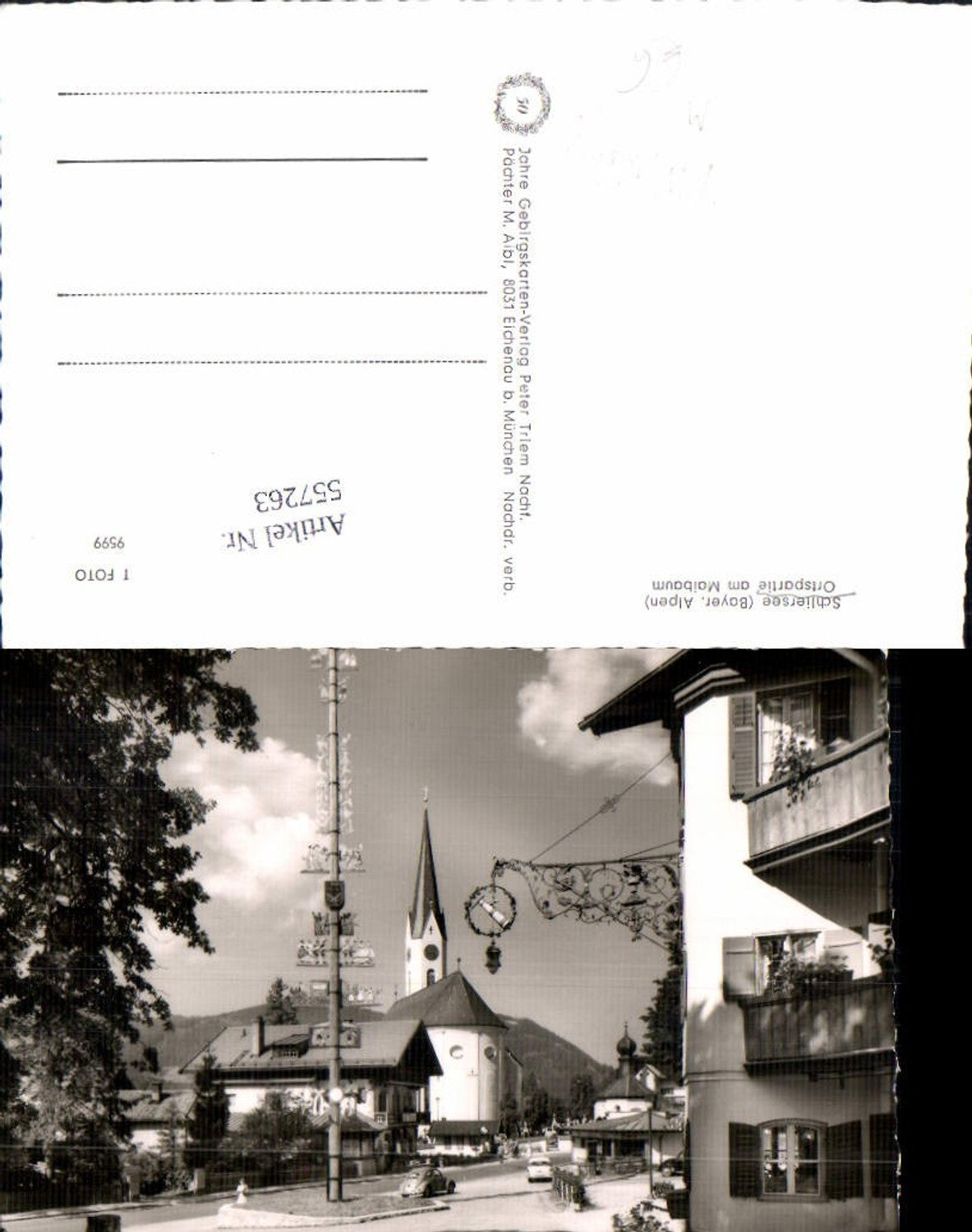 557263,tolle AK Schliersee Marktplatz VW Käfer Auto Oldtimer Maibaum Brauchtum