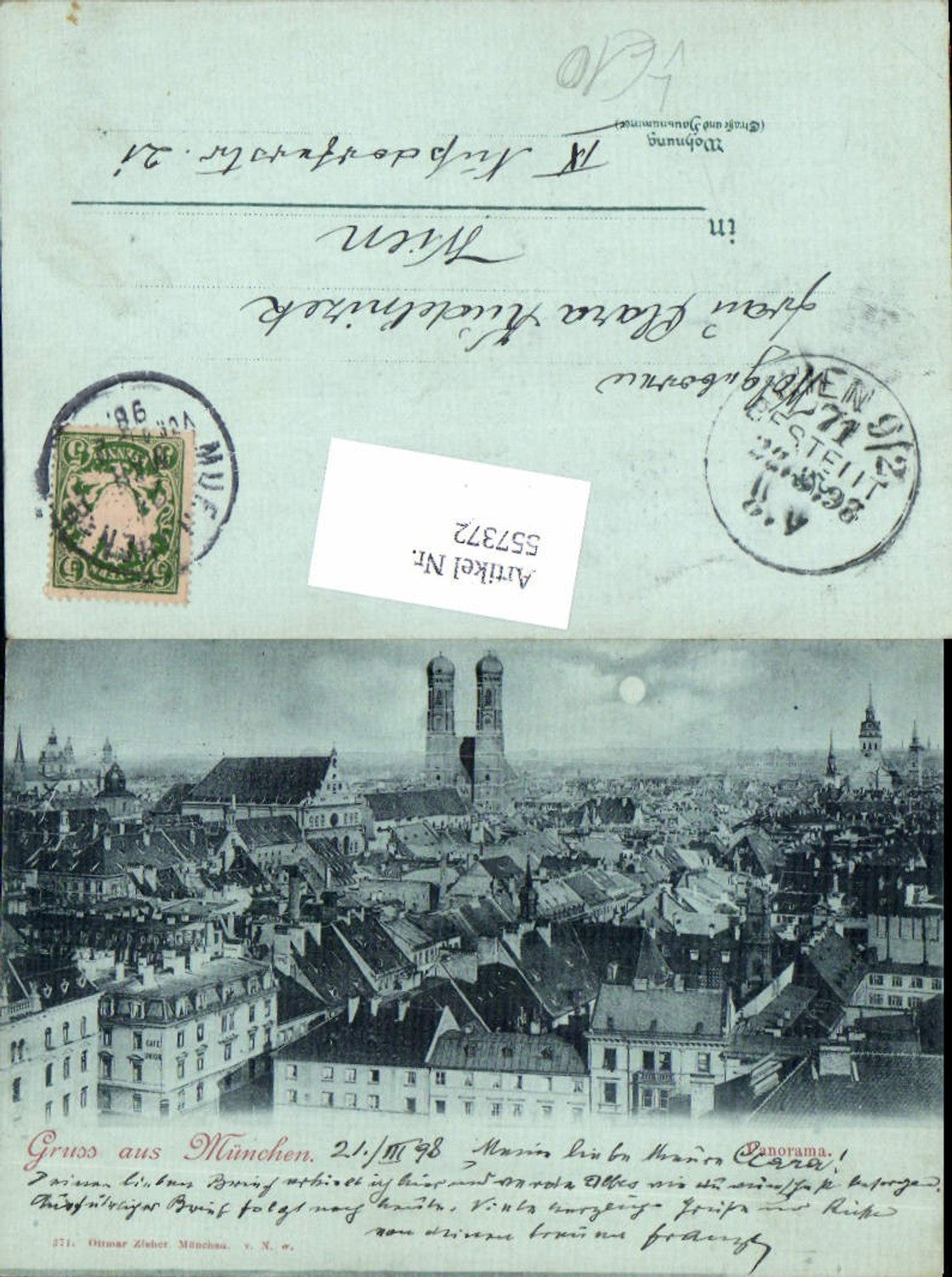557372,Mond Lithographie Gruß aus München pub Ottmar Zieher 371