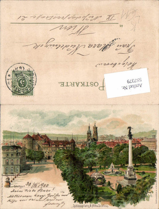 557379, great artist lithograph Stuttgart Palace Palace Square