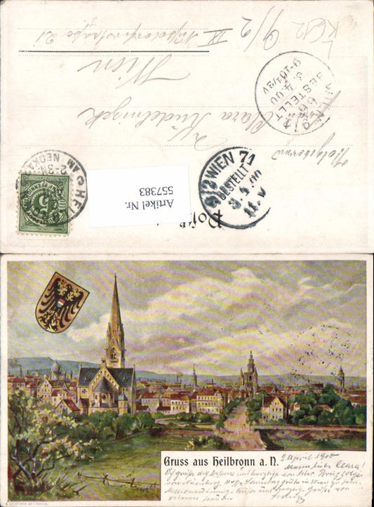 557383, great lithograph. Greetings from Heilbronn am Neckar