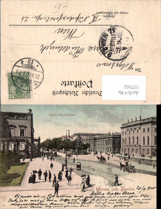557392,tolle AK Gruß aus Berlin Unter den Linden Partie Kutsche Leute