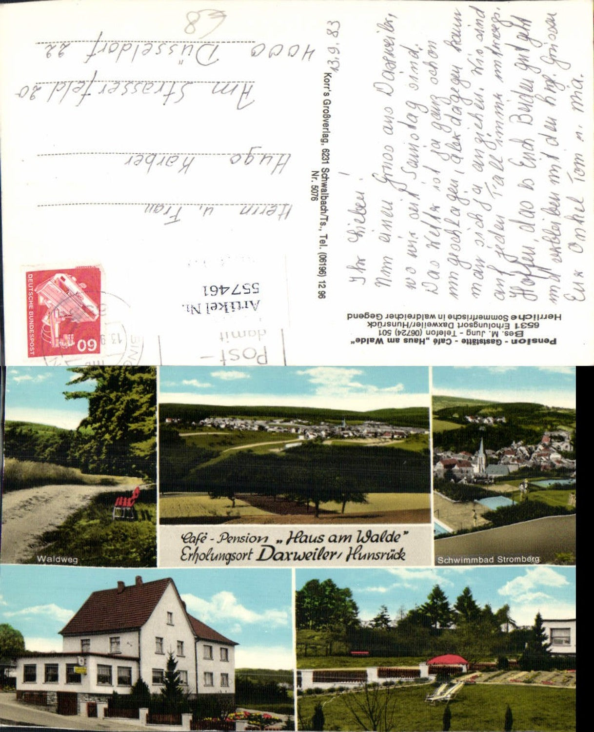 557461,tolle AK Daxweiler Hunsrück Haus am Walde Pension Stromberg Freibad LK Bad Kreuznach