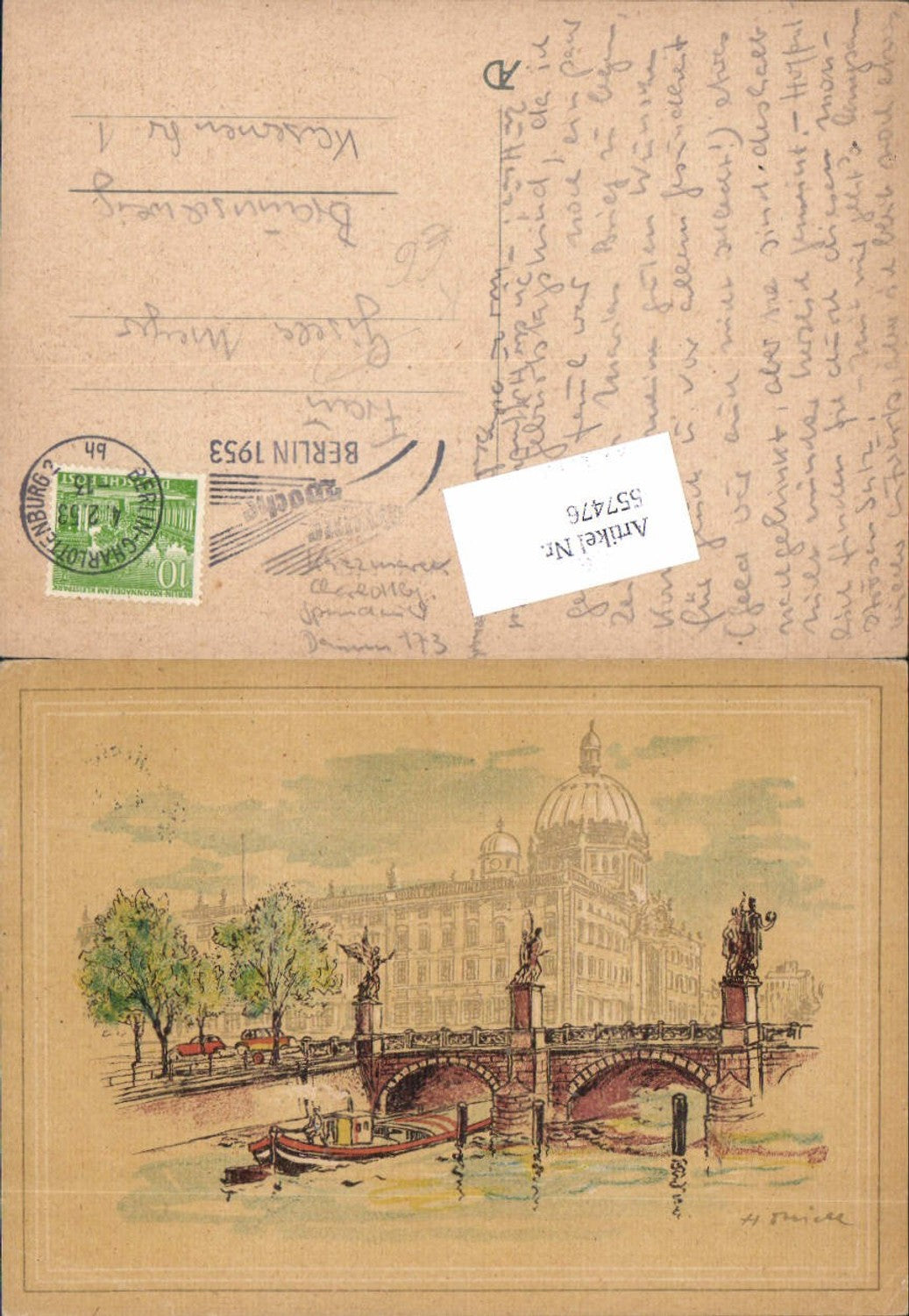 557476,tolle Künstler AK Berlin Schloß Brücke