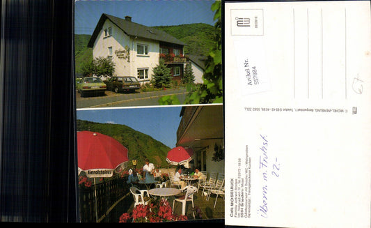 557884,Mehrbild Ak Briedern Mosel Cafe Moselblick Terrasse Auto