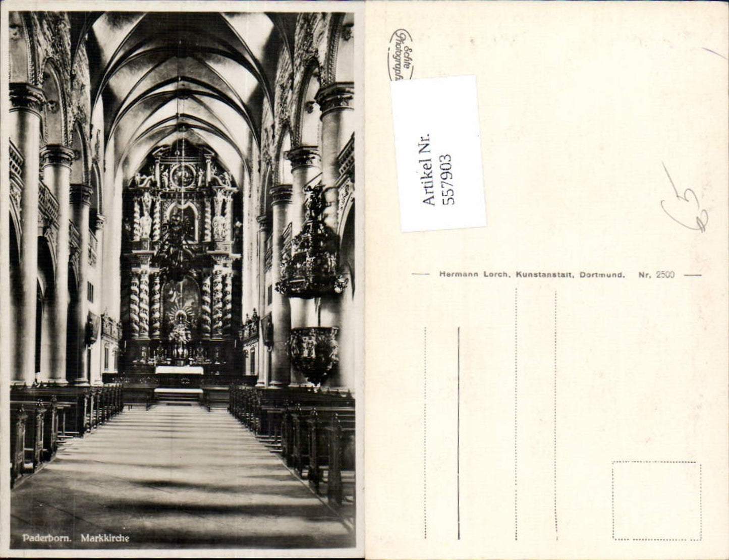 557903,Foto Ak Paderborn Markkirche Kirche Ansicht Altar Religion