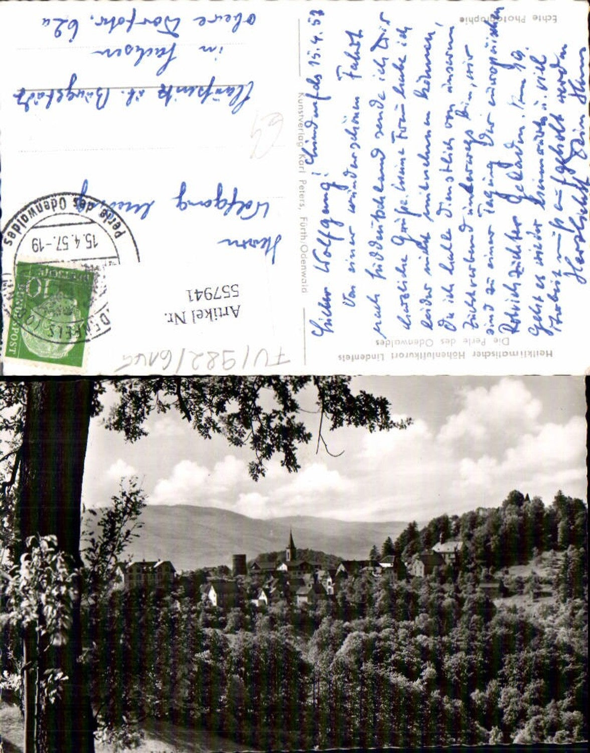 557941,Foto Ak Lindenfels Odenwald Ansicht