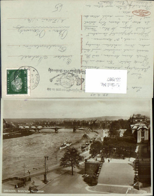 557987,Foto Ak Dresden Brühlsche Terrasse Schiff Dampfer Brücke
