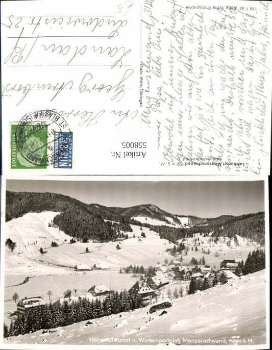 558005, Photo Ak Menzenschwand Black Forest Winter View