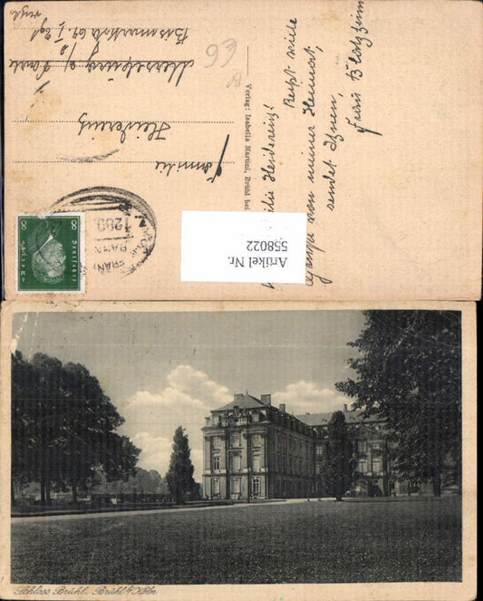 558022,Brühl b. Köln Schloss Brühl Bahnpost Zug 1289 Köln Frankfurt