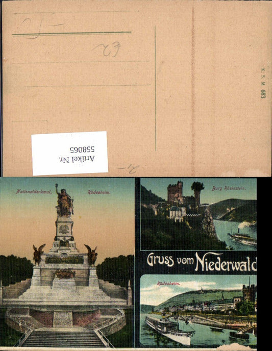 558065,Mehrbild Ak Niederwald Nationaldenkmal Rüdesheim a. Rhein Schiff Dampfer