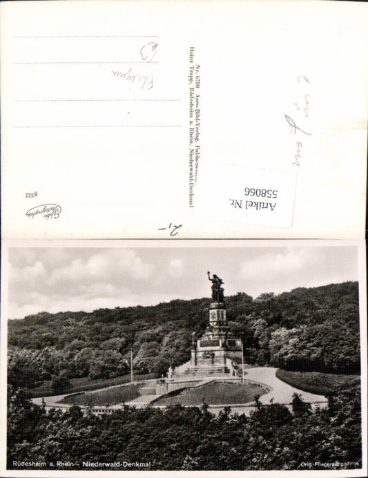 558066,Fliegeraufnahme Rüdesheim a. Rhein Niederwald-Denkmal