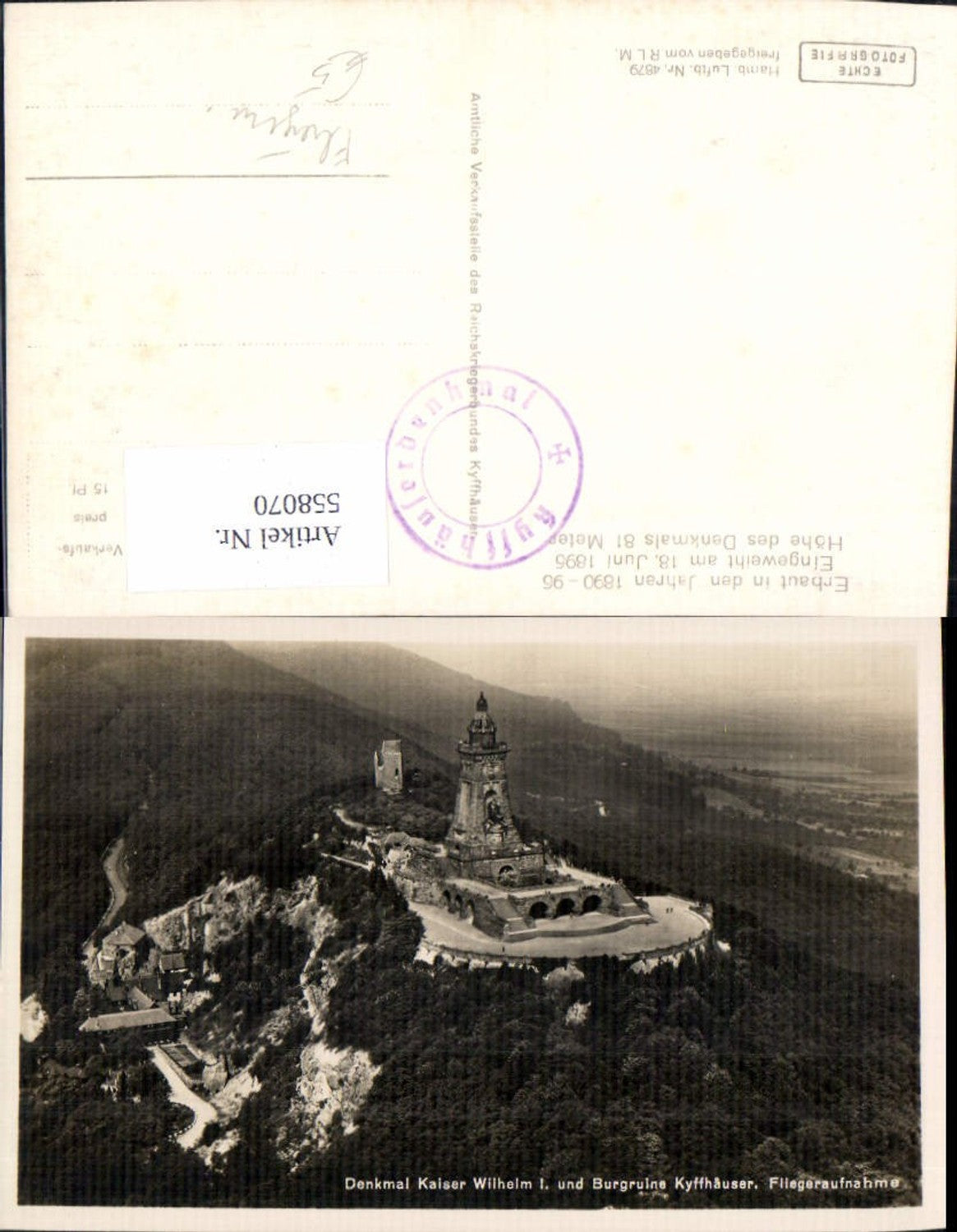 558070,Fliegeraufnahme Denkmal Kaiser Wilhelm I Burgruine Kyffhäuser Porta Westfalica