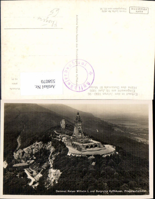558070,Fliegeraufnahme Denkmal Kaiser Wilhelm I Burgruine Kyffhäuser Porta Westfalica