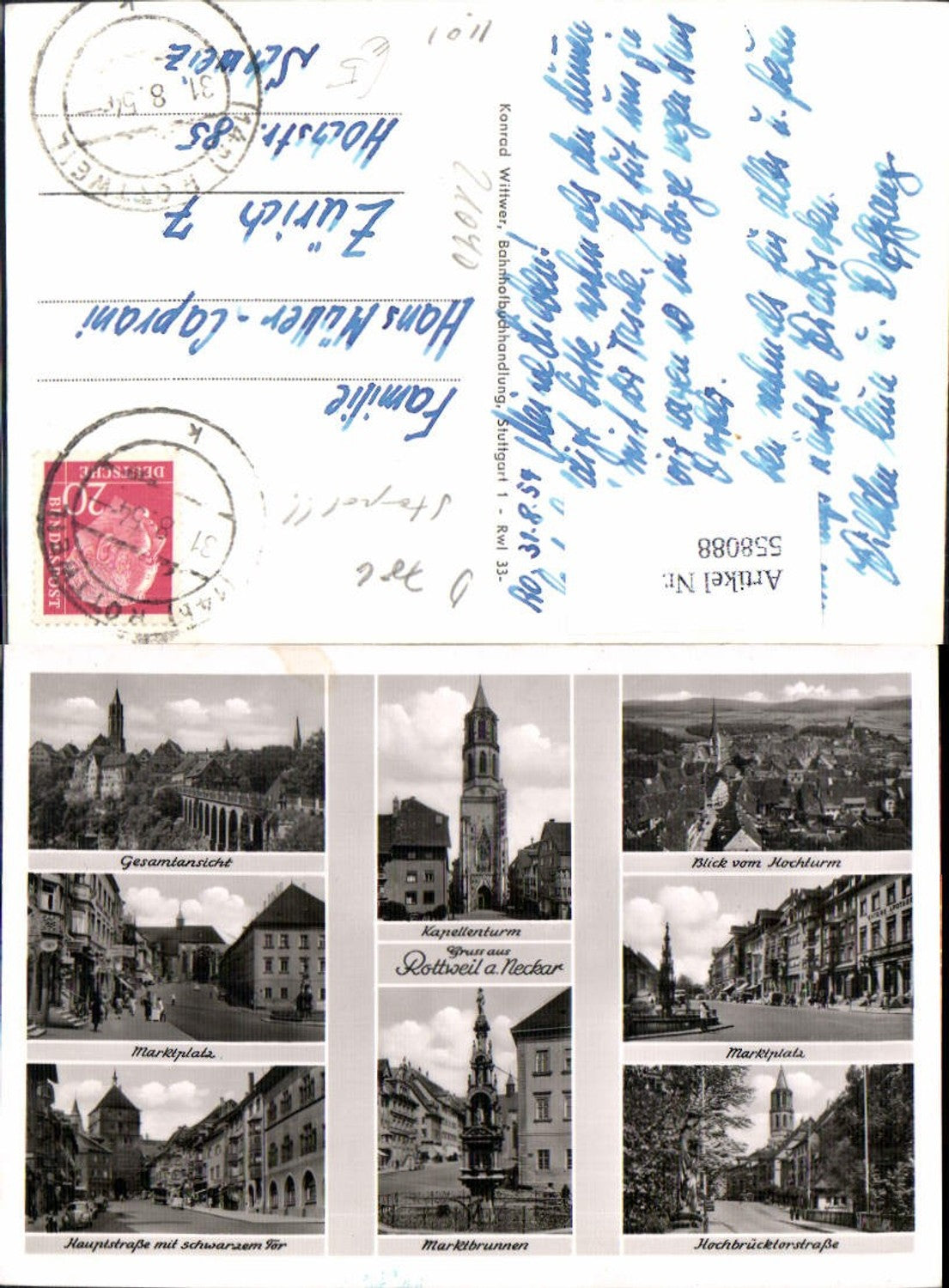 558088,Mehrbild Ak Rottweil a. Neckar Marktbrunnen Kapellenturm