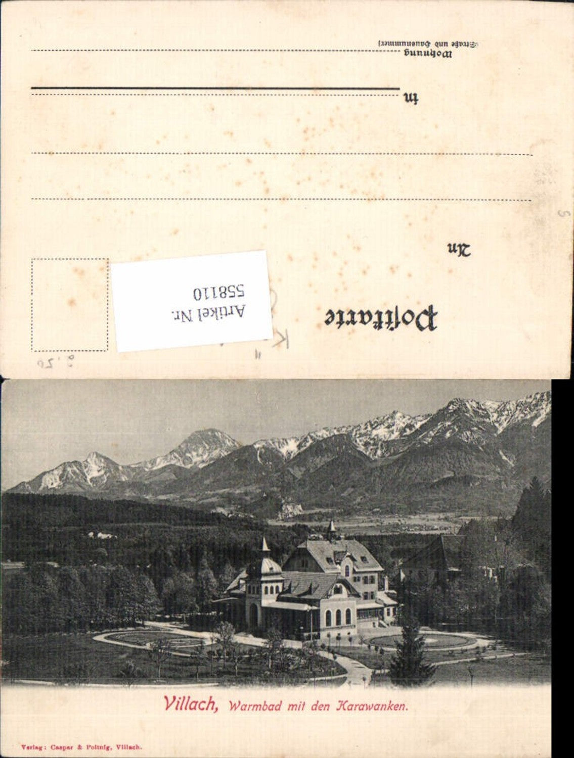 558110,Villach Warmbad m. Karawanken um 1900