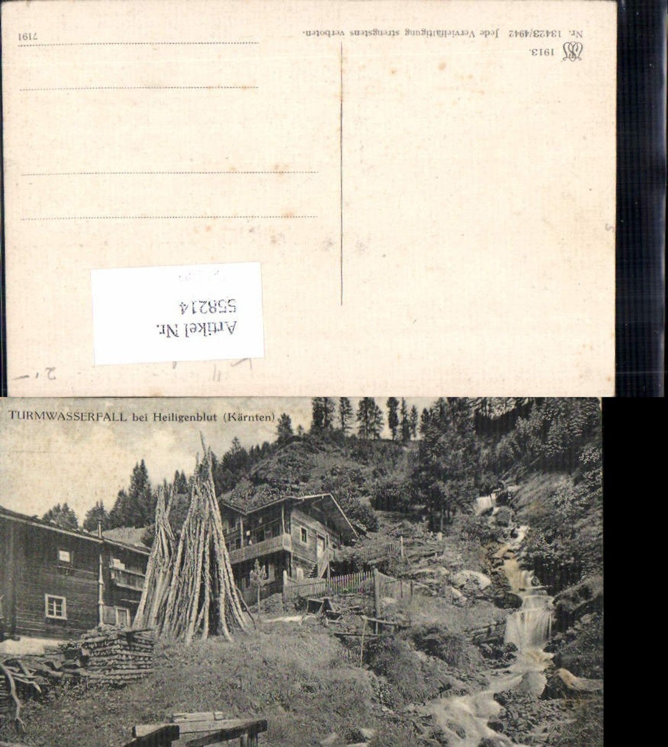 558214,tolle AK Turmwasserfall b. Heiligenblut Kärnten um 1905 Kleinkirchheim