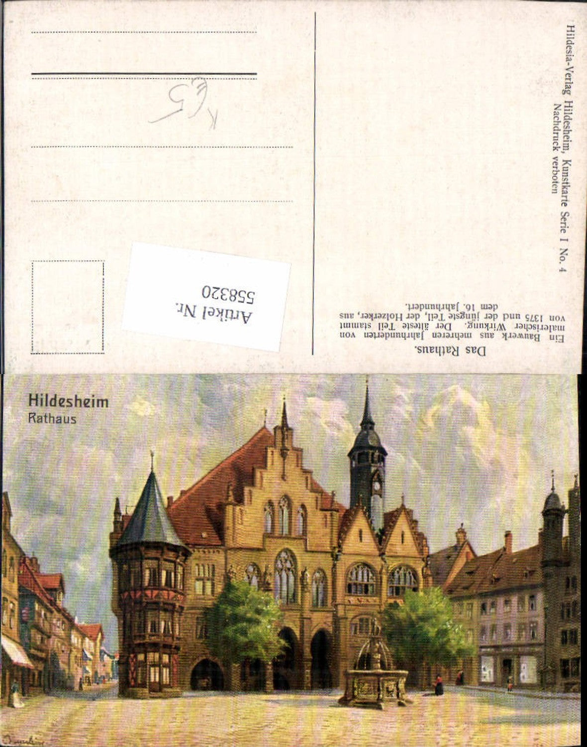 558320,tolle Künstler AK Hildesheim Rathaus