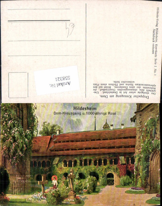 558321,tolle Künstler AK Hildesheim Dom Kreuzgang