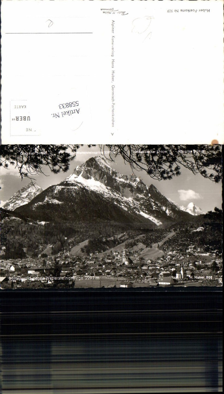 558833,Foto Ak Mittenwald geg. Wettersteingebirge pub Huber 902