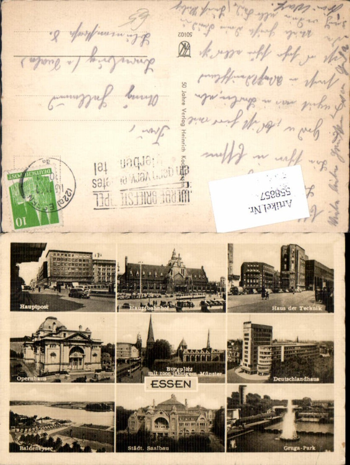558857,Mehrbild Ak Essen Gruga-Park Hauptbahnhof Hauptpost Opernhaus