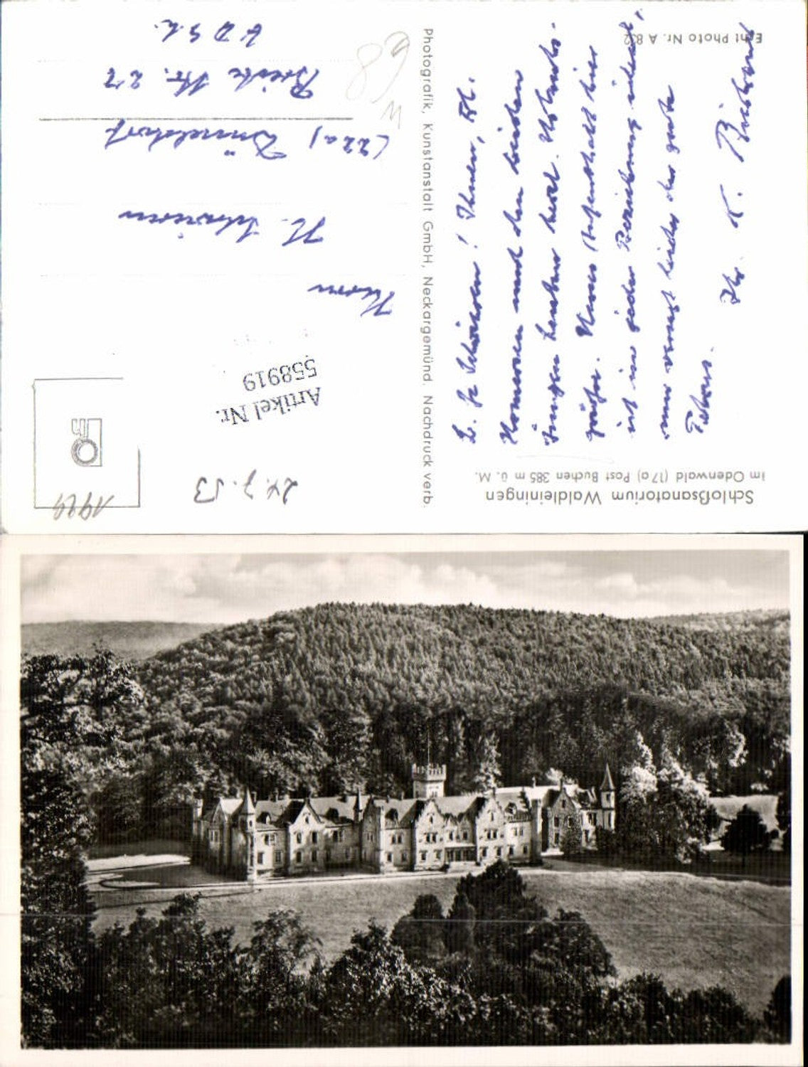 55892,Foto Ak Schloß Sanatorium Waldleinigen Odenwald Mudau