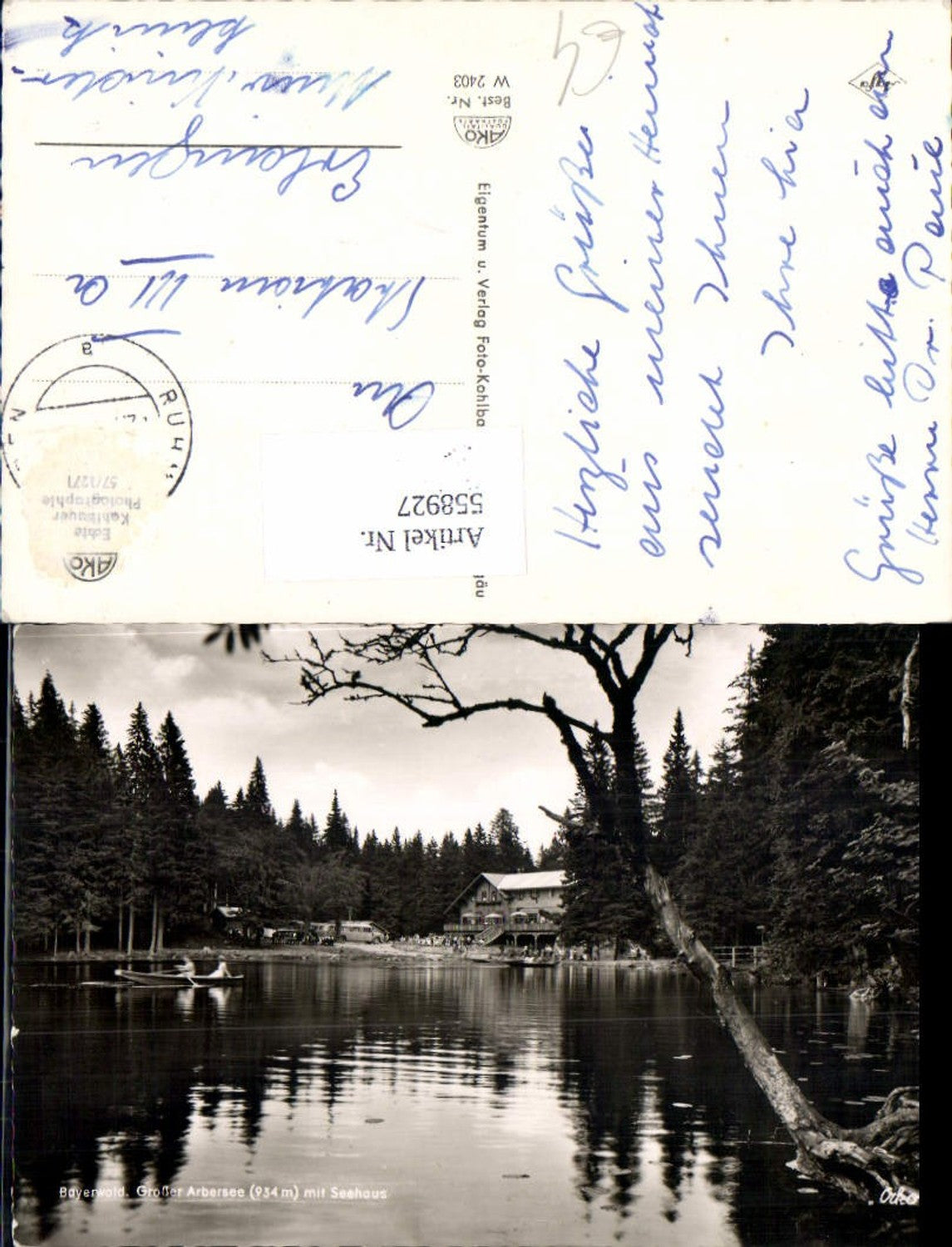 558927,Bayerwald Großer Arbersee m. Seehaus Bayerisch Eisenstein
