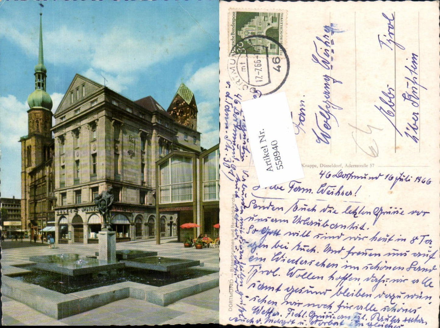 558940,Dortmund Bläserbrunnen und Reinpoldikirche