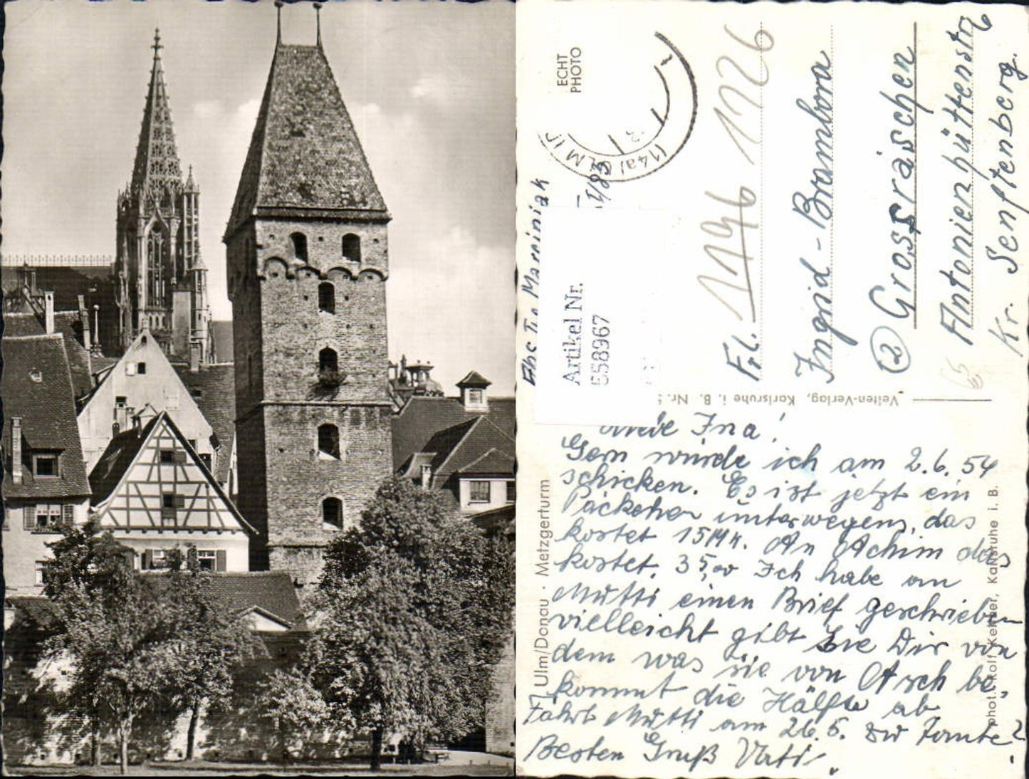 558967,Foto Ak Ulm a. d. Donau Metzgerturm