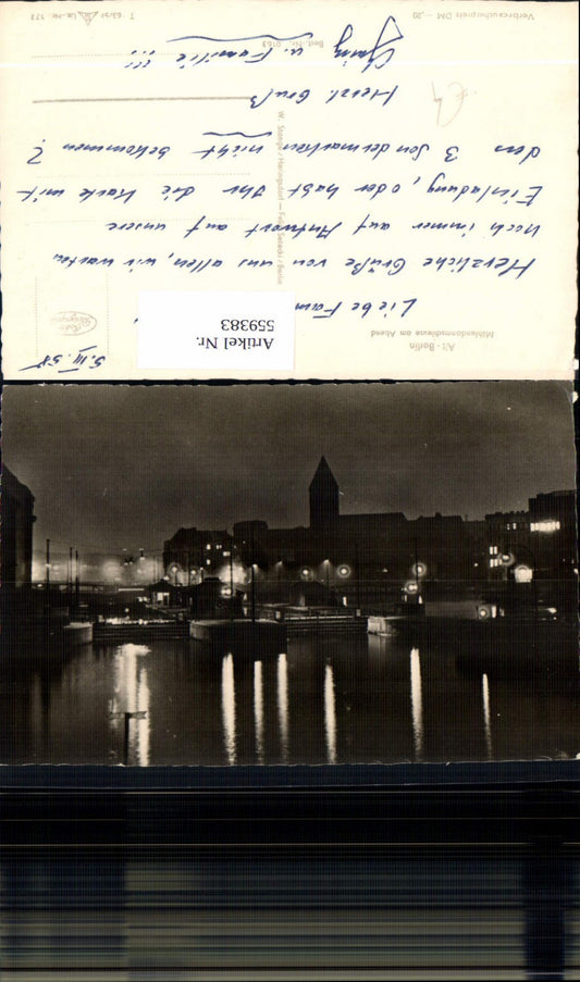 559383,Foto Ak Alt Berlin Mühlendammschleuse am Abend