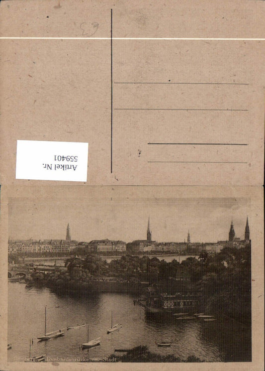 559401,Hamburg Lombardsbrücke m. Stadt Boote