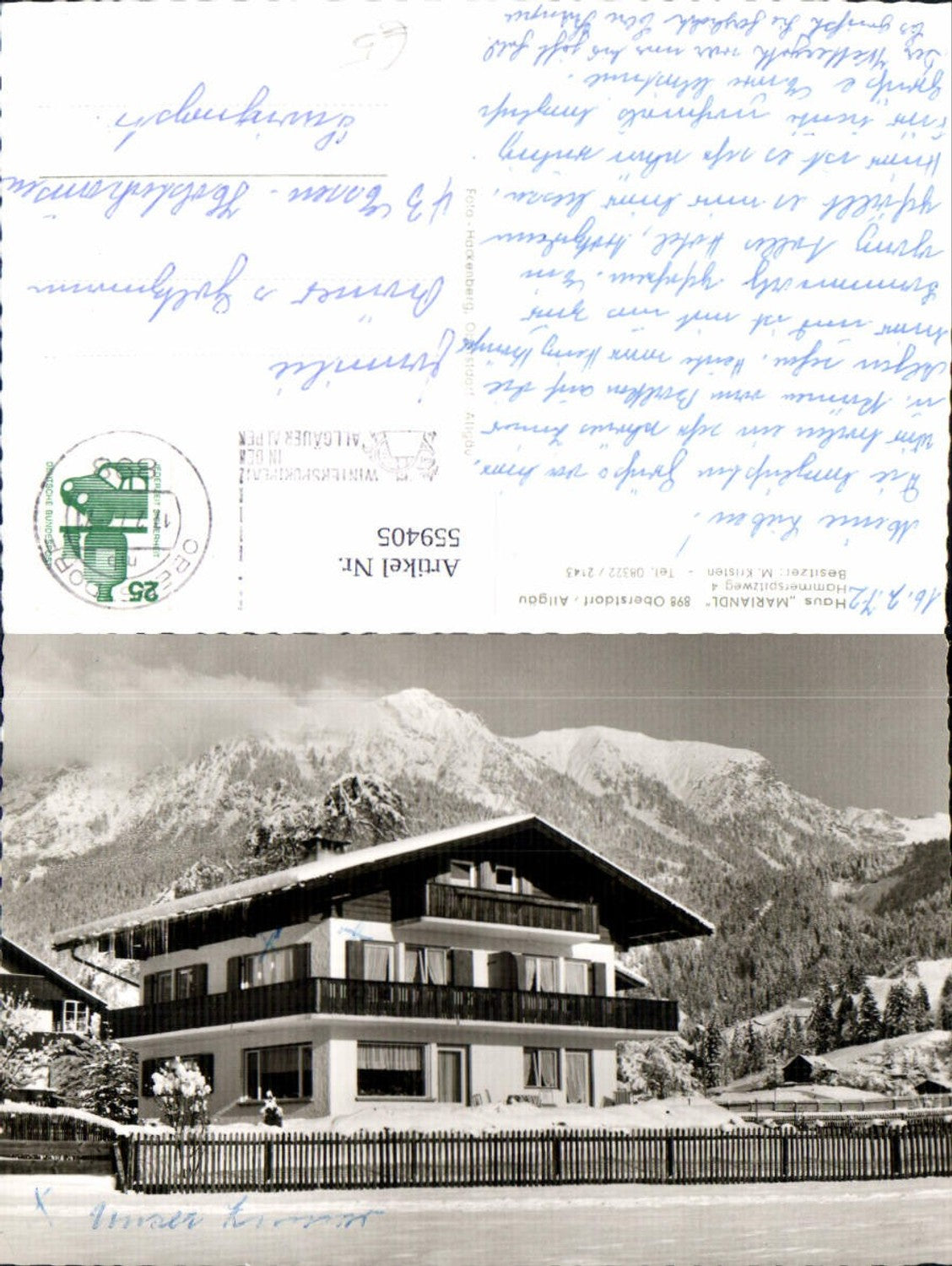 559405,Foto Ak Oberstdorf Allgäu Haus Mariandl Winteransicht