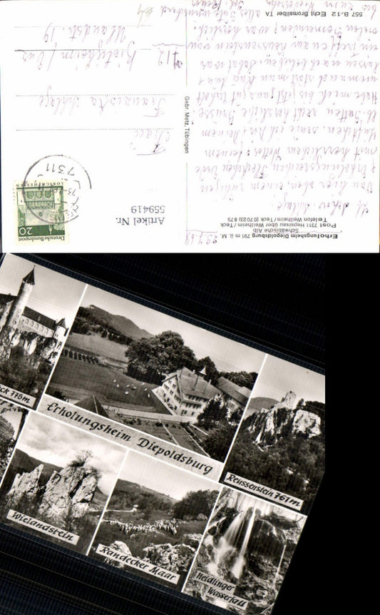 559419, Multi-image postcard Diepoldsburg Swabian Alps Lenningen Ruin Rauber