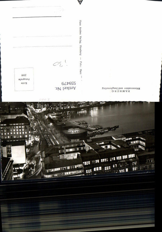 559479,Foto Ak Hamburg Binnenalster u. Jungfernstieg b. Nacht
