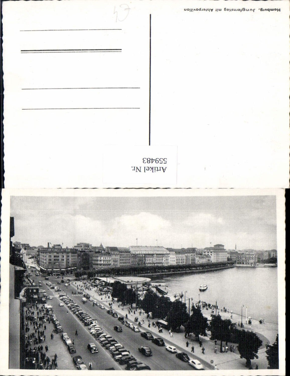 559483, Hamburg Jungfernstieg with Alster Pavilion, ship, car