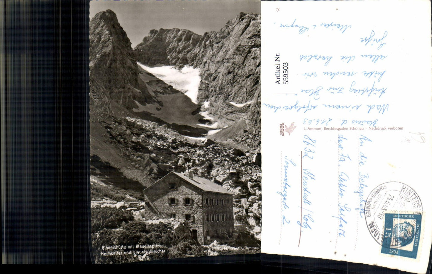 559503,Blaueishütte m. Blaueisspitze Hochkalter Blaueisgletscher Ramsau bei Berchtesgaden