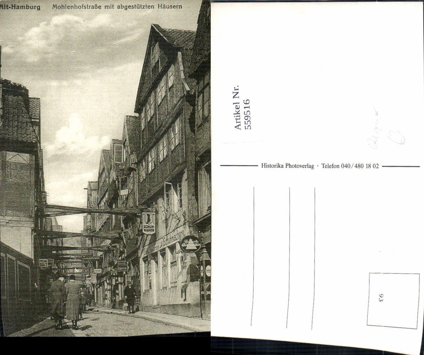 559516,Repro Alt Hamburg Mohlenhofstraße m. Abgestützten Häusern