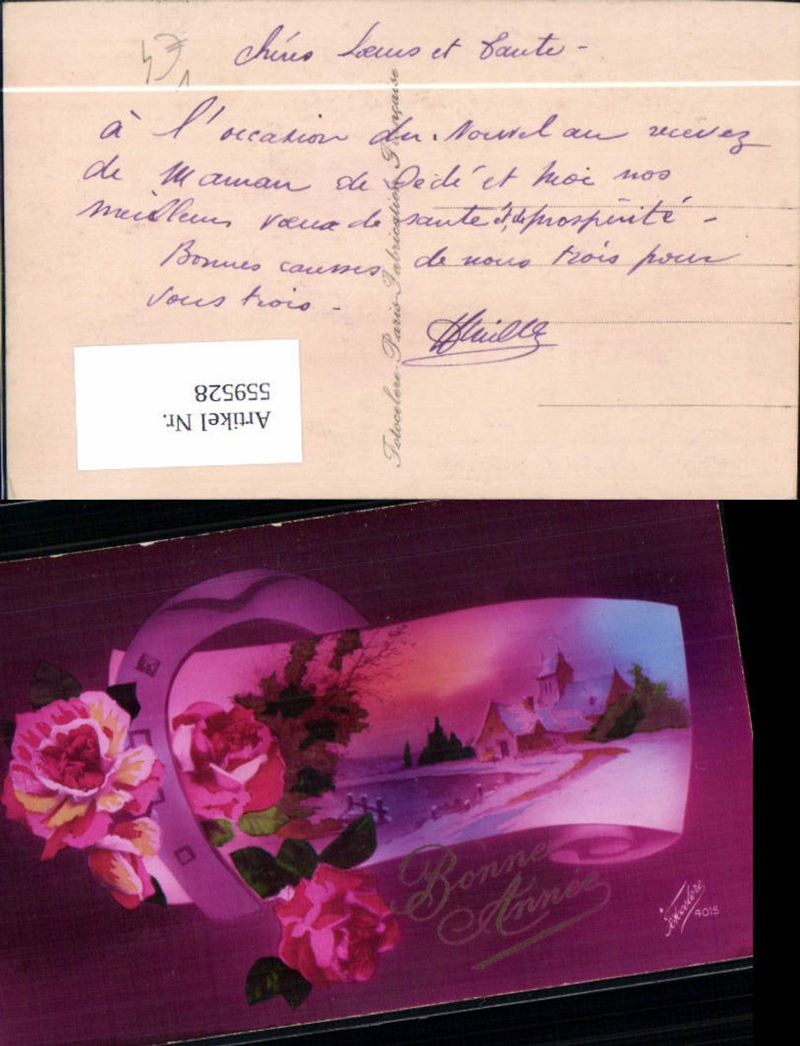 559528,Neujahr Hufeisen Rosen Winterlandschaft Bonne Annee pub Fotocelere 4015