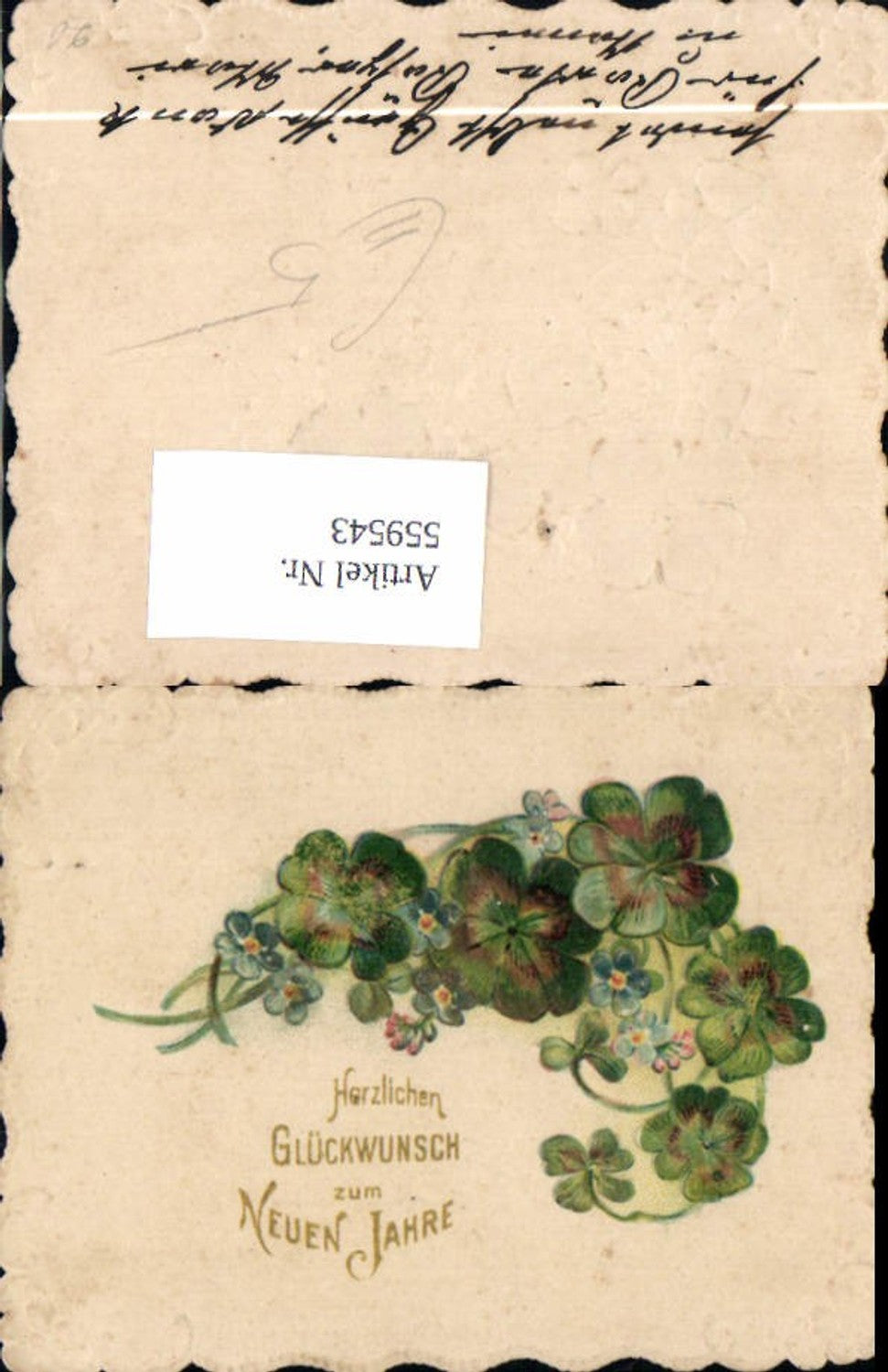 559543,Präge Ak Neujahr Klee Kleeblätter Vergissmeinnicht