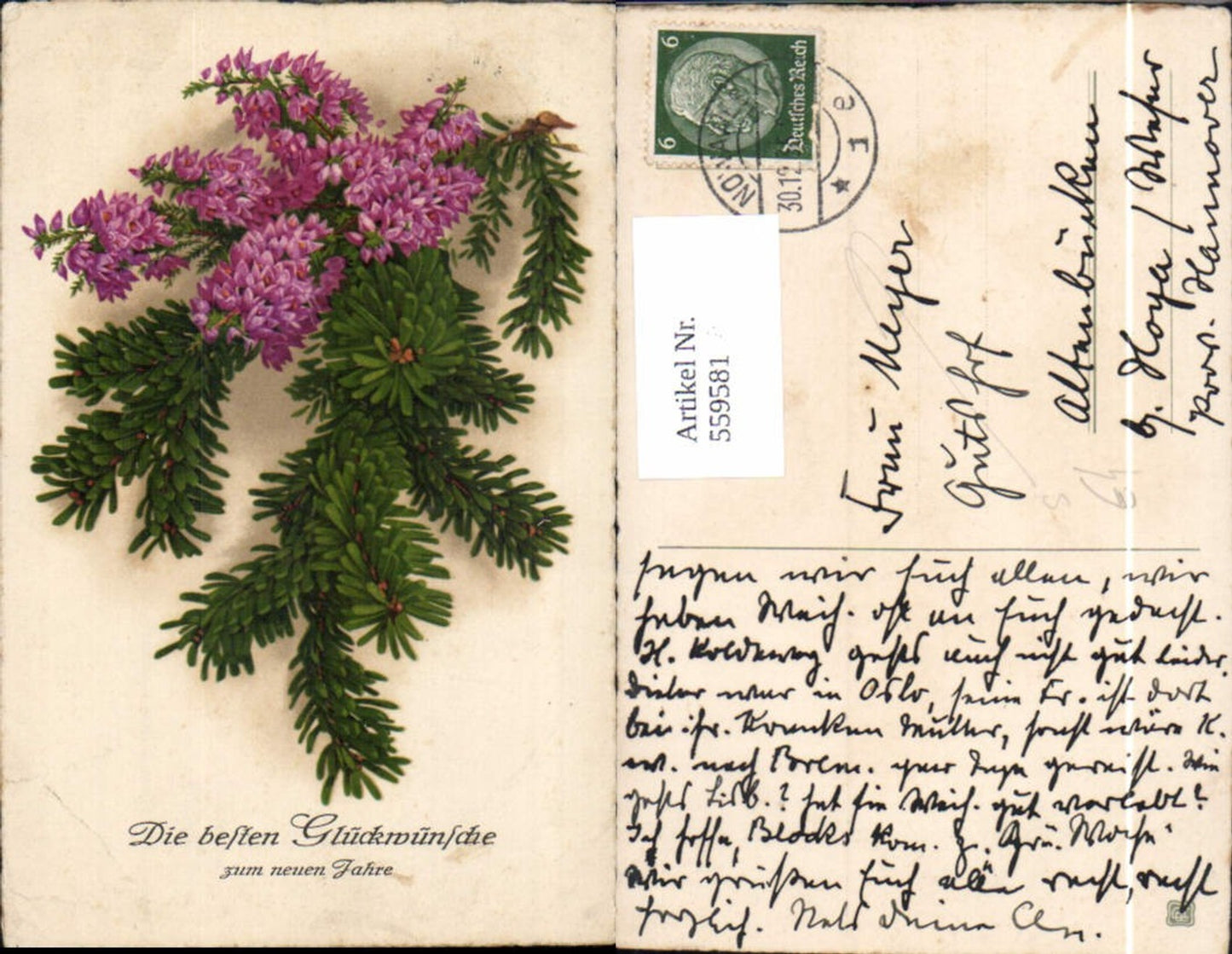559581,Neujahr Tannenzweig Blütenzweig Stempel Nowawes