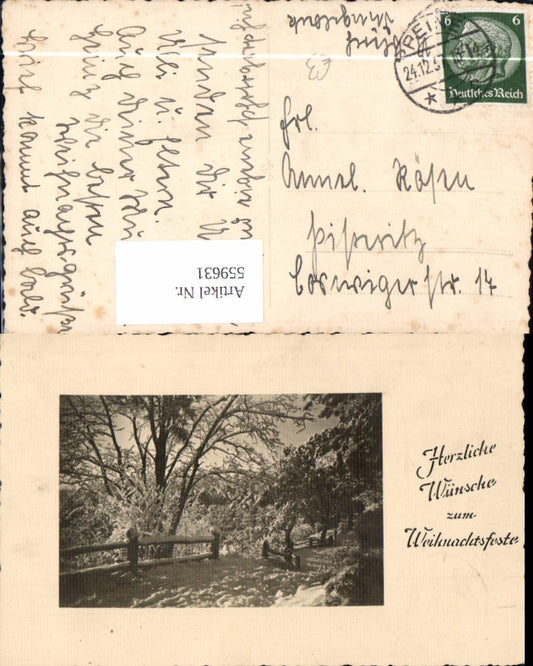 559631,Weihnachten Winterwald Zaun Passepartout