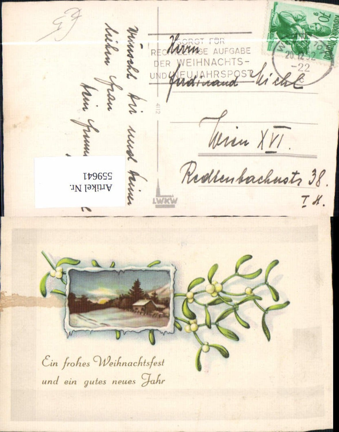 559641, Christmas House Winter Landscape Passepartout Mistletoe