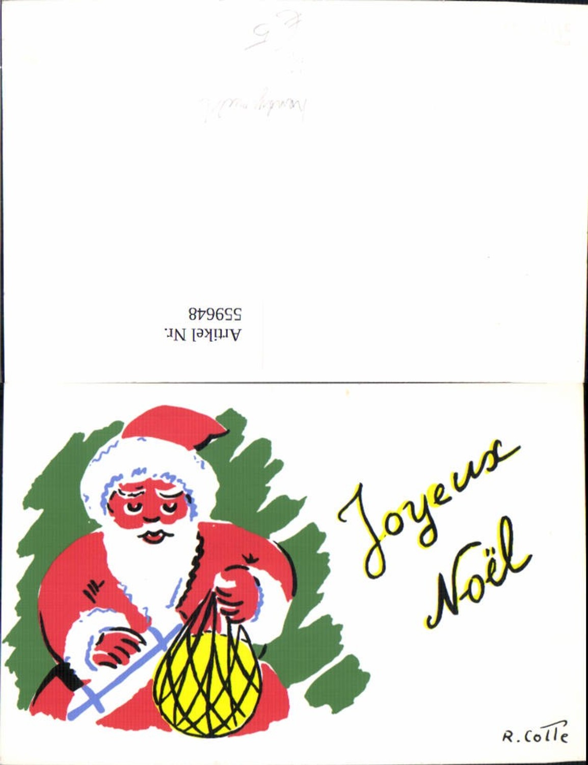559648,Handgemalte Künstler Ak R. Cotte Weihnachten Joyeux Noel Weihnachtsmann m. Sack