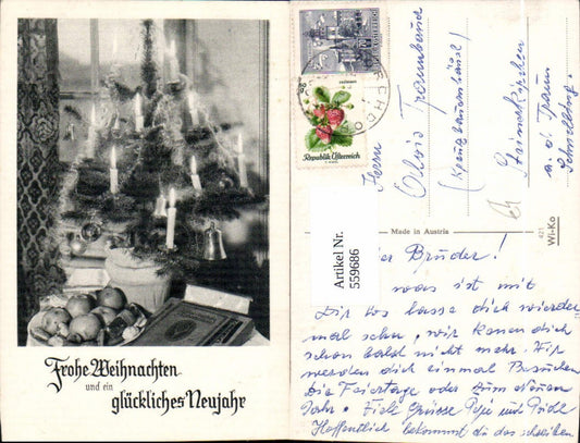559686,Weihnachten Weihnachtsbaum Teller m. Äpfel Lebkuchen Buch