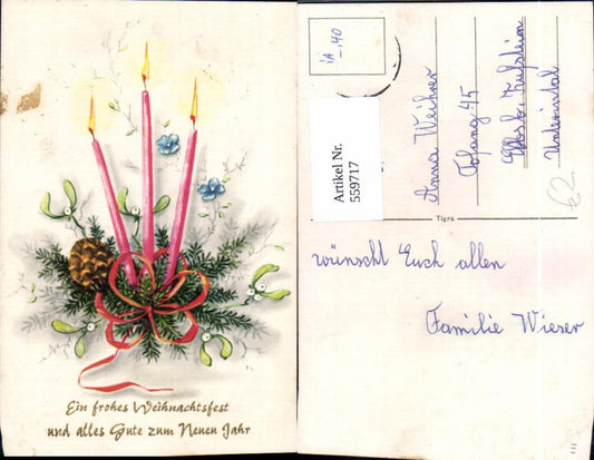 559717,Weihnachten Gesteck Kerzen Tannenzweig Zapfen Blumen Misteln