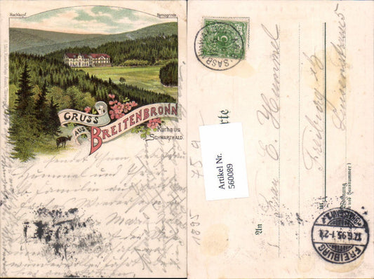 560089, great lithograph Breitenbrunn Black Forest HAITERBACH SCHOPFLOCH