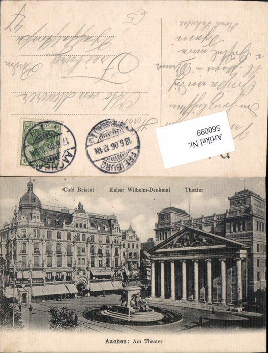 560099,Aachen Am Theater Partie Kaiser Wilhelm Denkmal Cafe Bristol