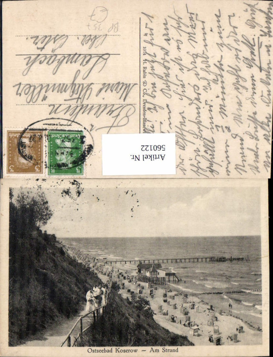 560122,Ostseebad Koserow Strand Usedom Süd Bahnpost Zug 357